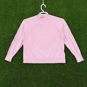 Daily Ritual Womens Medium Pink Mock Neck Raglan Viscose Blend Sweater Cozy